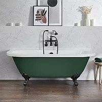 Milano Richmond Evergreen Traditional Back to Wall Freestanding Bath 1685mm x 780mm Black Feet