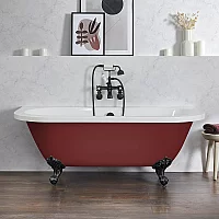 Milano Richmond Saffron Red Traditional Back to Wall Freestanding Bath 1685mm x 780mm Black Feet