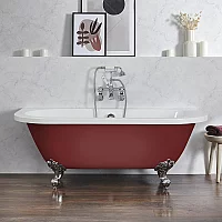 Milano Richmond Saffron Red Traditional Back to Wall Freestanding Bath 1685mm x 780mm Chrome Feet