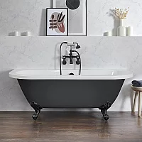 Milano Richmond Dark Charcoal Traditional Back to Wall Freestanding Bath 1685mm x 780mm Black Feet