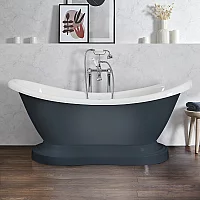 Milano Towneley Regal Blue Traditional Double Ended Freestanding Bath with Base 1750mm x 730mm
