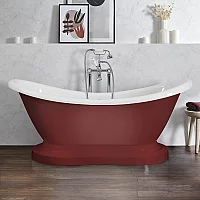 Milano Towneley Saffron Red Traditional Double Ended Freestanding Bath with Base 1750mm x 730mm
