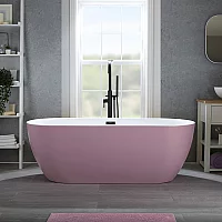 Milano Overton Lupin Purple Modern Oval DoubleEnded Freestanding Bath with Black Overflow 1500mm x 750mm