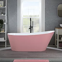 Milano Overton Camellia Pink Modern Freestanding Slipper Bath with Black Overflow 1700mm x 750mm
