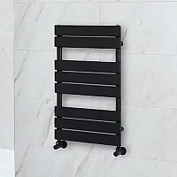 Milano Lustro Black Flat Panel Designer Heated Towel Rail 825mm x 450mm