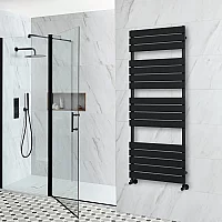 Milano Lustro Black Flat Panel Designer Heated Towel Rail 1500mm x 600mm