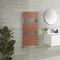 Milano Lustro Designer Metallic Copper Flat Panel Heated Towel Rail 1200mm x 600mm