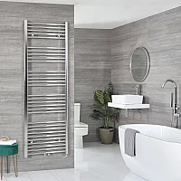 Milano x ECOSO Neva Electric 1785mm x 500mm Chrome Heated Towel Rail with WiFi Thermostatic Element and Cable Cover