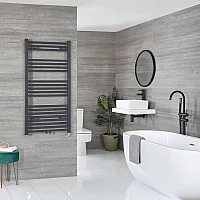 Milano x ECOSO Neva Electric 1188mm x 600mm Anthracite Heated Towel Rail with Thermostatic WiFi Heating Element