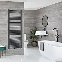 Milano x ECOSO Neva Electric 1600mm x 600mm Anthracite Heated Towel Rail with WiFi Thermostatic Element