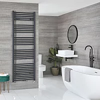 Milano x ECOSO Neva Electric 1785mm x 600mm Anthracite Heated Towel Rail with WiFi Thermostatic Element and Cable Cover