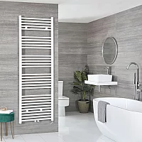 Milano x ECOSO Neva Electric 1785mm x 500mm White Heated Towel Rail with WiFi Thermostatic Element and Cable Cover