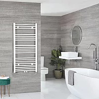 Milano x ECOSO Neva Electric 1188mm x 600mm White Heated Towel Rail with Thermostatic WiFi Heating Element