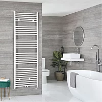 Milano x ECOSO Neva Electric 1785mm x 600mm White Heated Towel Rail with WiFi Thermostatic Element and Cable Cover