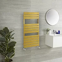 Milano Lustro Designer Metallic Gold Flat Panel Heated Towel Rail 1200mm x 600mm