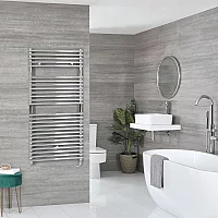 Milano x ECOSO Arno Electric 1190mm x 600mm Chrome Bar on Bar Heated Towel Rail with Thermostatic WiFi Heating Element