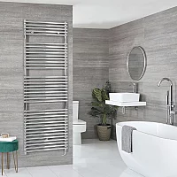 Milano x ECOSO Arno Electric 1738mm x 600mm Chrome Bar on Bar Heated Towel Rail With Element and Cable Cover