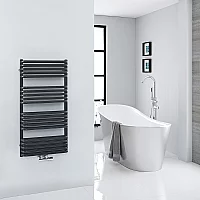 Milano Bow Black DBar Central Connection Heated Towel Rail 1000mm x 500mm