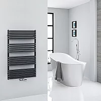Milano Bow Black DBar Central Connection Heated Towel Rail 1000mm x 600mm