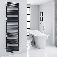 Milano Bow Black DBar Central Connection Heated Towel Rail 1800mm x 500mm