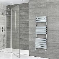 Milano Lustro Chrome Flat Panel Designer Heated Towel Rail 1213mm x 450mm