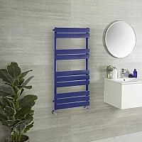 Milano Lustro Designer Deep Sea Blue Flat Panel Heated Towel Rail 975mm x 450mm