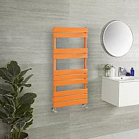 Milano Lustro Designer Sunset Orange Flat Panel Heated Towel Rail 975mm x 450mm