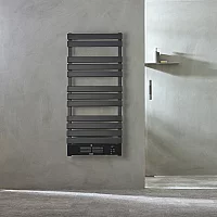 ECOSO Linus Anthracite Smart WiFi Electric Heated Towel Rail with Fan 1247mm x 555mm