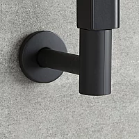 Milano x ECOSO Lustro Electric Designer Black Flat Panel Heated Towel Rail 975mm x 450mm with Element and Cable Cover