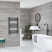 Milano x ECOSO Artle Electric 800mm x 500mm Anthracite Curved Heated Towel Rail with Thermostatic WiFi Heating Element