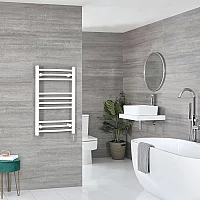 Milano x ECOSO Ive Electric 800mm x 500mm White Curved Heated Towel Rail with Thermostatic WiFi Heating Element