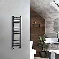 Milano Artle Anthracite Straight Heated Towel Rail 1000mm x 300mm