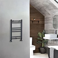 Milano Artle Anthracite Straight Heated Towel Rail 600mm x 400mm