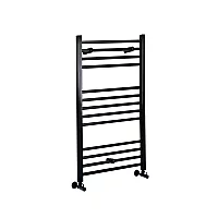 Milano Nero Matt Black Straight Heated Towel Rail 1000mm x 500mm