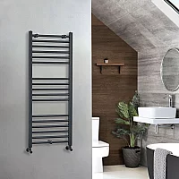 Milano Artle Anthracite Straight Heated Towel Rail 1200mm x 500mm