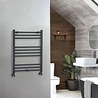 Milano Artle Anthracite Straight Heated Towel Rail 800mm x 600mm