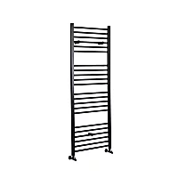 Milano Nero Matt Black Straight Heated Towel Rail 1600mm x 600mm