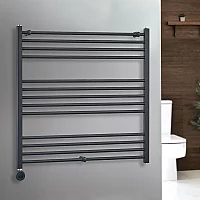Milano x ECOSO Artle Electric 1000mm x 1000mm Anthracite Straight Heated Towel Rail With WiFi Thermostatic Element