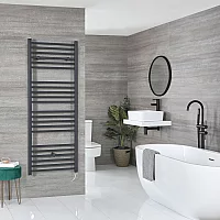 Milano x ECOSO Artle Electric 1600mm x 600mm Anthracite Straight Heated Towel Rail with Thermostatic WiFi Heating Element