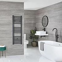 Milano x ECOSO Artle Electric 1200mm x 400mm Anthracite Straight Heated Towel Rail with Thermostatic WiFi Heating Element
