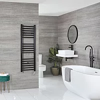 Milano x ECOSO Nero Electric 1200mm x 400mm Matt Black Straight Heated Towel Rail with Thermostatic WiFi Heating Element