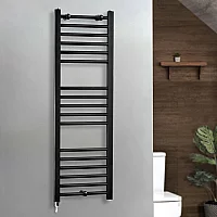 Milano x ECOSO Nero Electric 1200mm x 400mm Black Straight Heated Towel Rail With Simple Element