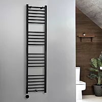 Milano x ECOSO Nero Electric 1600mm x 400mm Black Straight Heated Towel Rail With WiFi Thermostatic Element