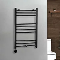 Milano x ECOSO Nero Electric 800mm x 500mm Black Straight Heated Towel Rail With WiFi Thermostatic Element
