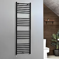 Milano x ECOSO Nero Electric 1600mm x 500mm Black Straight Heated Towel Rail With Simple Element