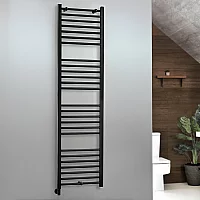Milano x ECOSO Nero Electric 1800mm x 500mm Black Straight Heated Towel Rail With Simple Element and Cable Cover