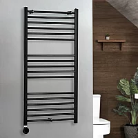 Milano x ECOSO Nero Electric 1200mm x 600mm Black Straight Heated Towel Rail With WiFi Thermostatic Element