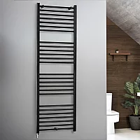 Milano x ECOSO Nero Electric 1800mm x 600mm Black Straight Heated Towel Rail With Simple Element