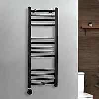 Milano x ECOSO Nero Electric 1000mm x 400mm Black Straight Heated Towel Rail With WiFi Thermostatic Element
