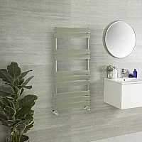 Milano Lustro Designer Sage Leaf Green Flat Panel Heated Towel Rail 975mm x 600mm